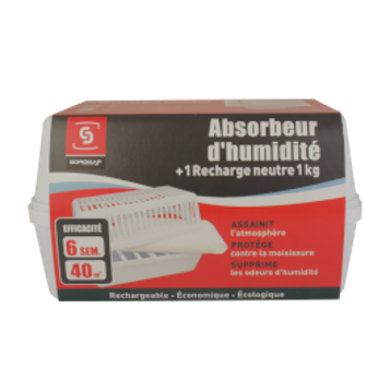 ABSORBEUR HUMIDITE + RECHARGE 1KG